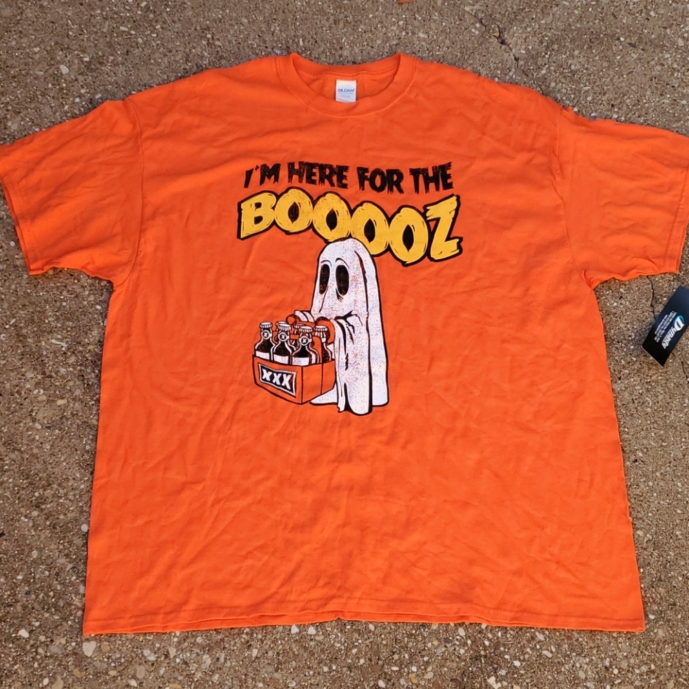 Halloween Men's Here for Booooz Orange Shirt 2XL